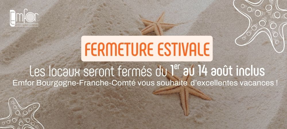 Image de sable et étoiles de mer pour annoncer la fermeture des locaux d'Emfor